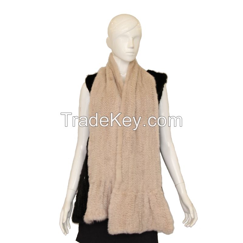 American mink knit scaf fur long scarf