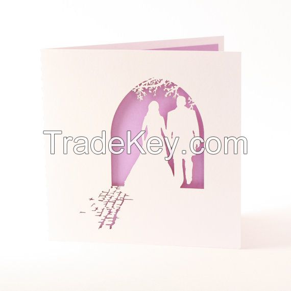 paper cut wedding card engagement card