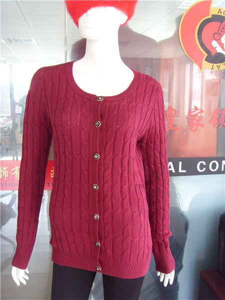 women's screw knitting button cardigan sweater