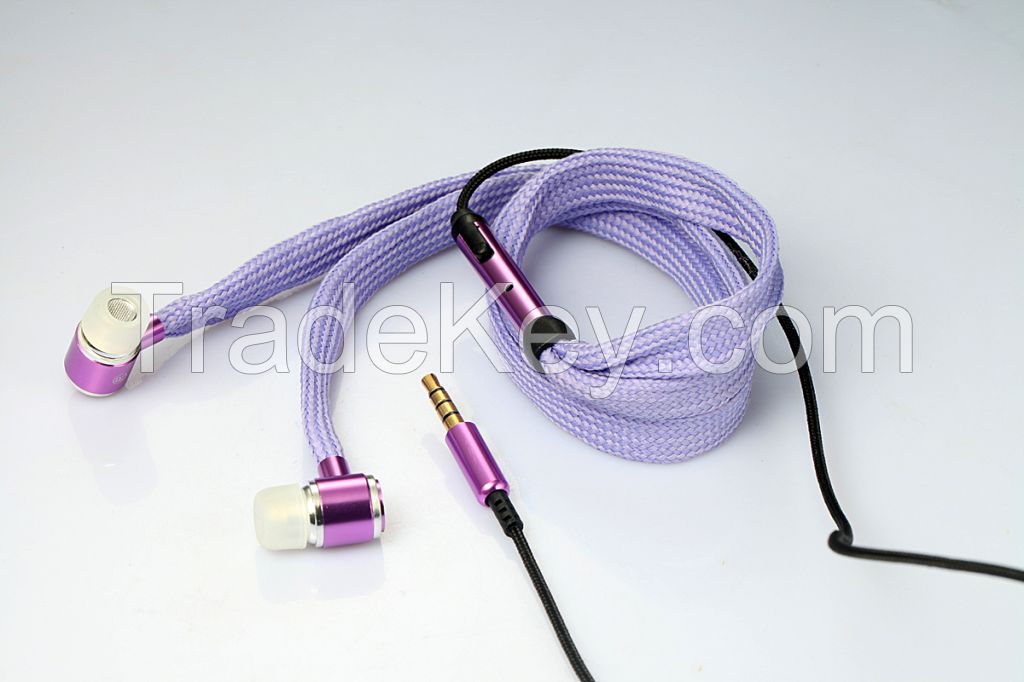 2016 cute gift for sports shoelace earphone with mic