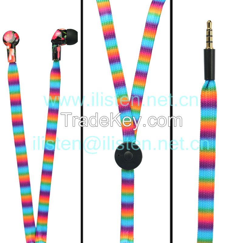 The newest 2016 fashionable colorful shoelace earphone with mic