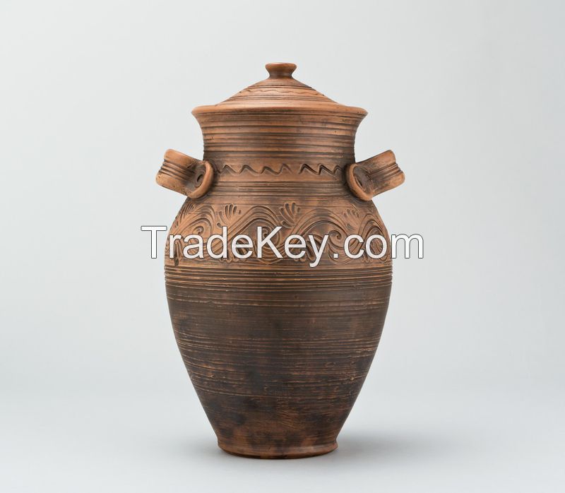 Clay amphora with a lid