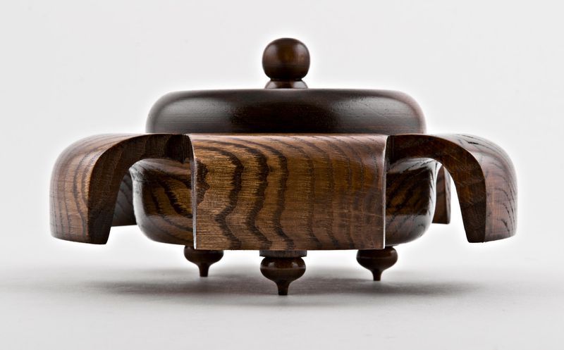 Wooden table cigarette ashtray.