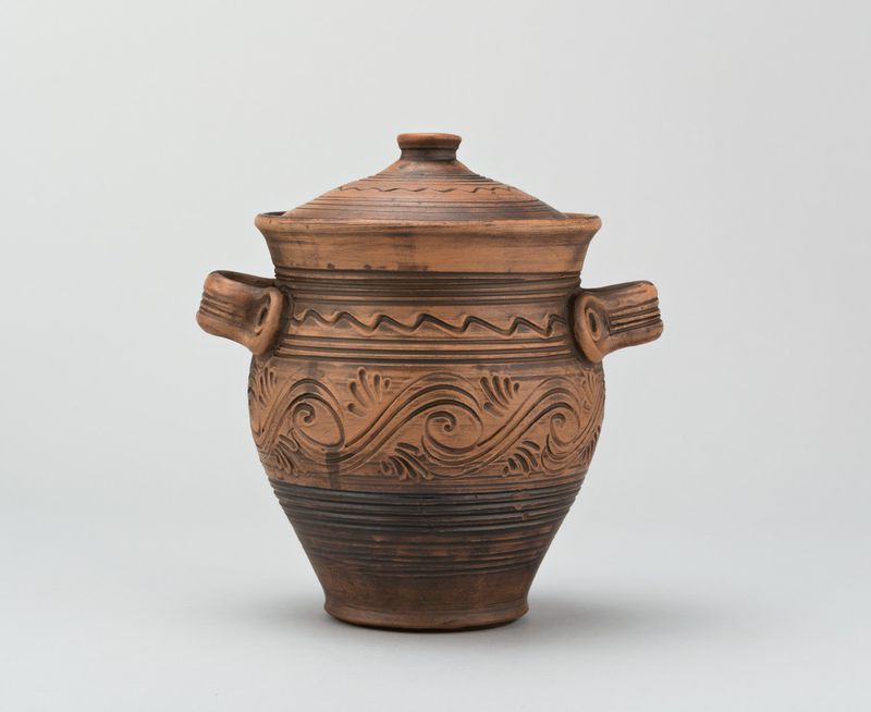 Clay amphora with a lid