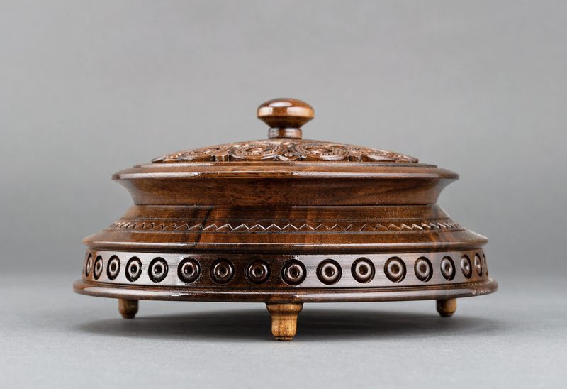 Carved wooden box