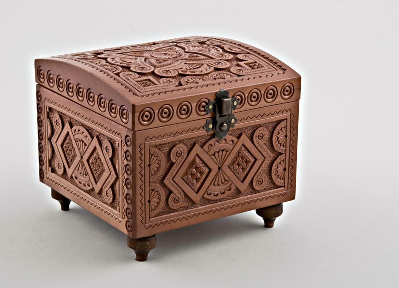 Hand carved wooden jewelry box.