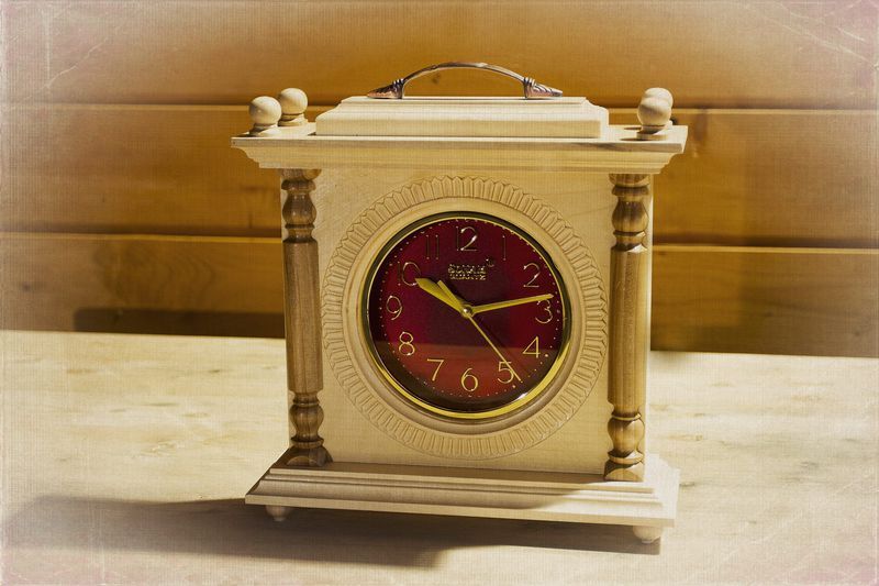 Wooden desk pear clock.