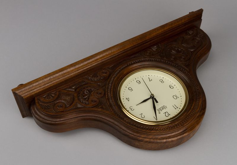 Desk clock made of wood. 