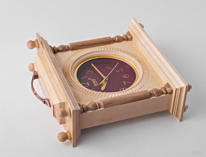 Wooden desk pear clock. 