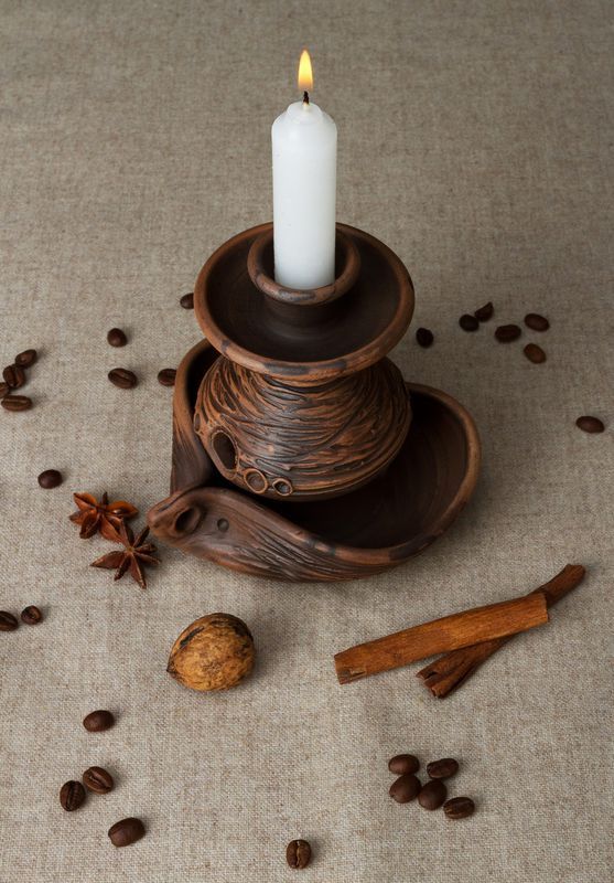 Clay candlestick