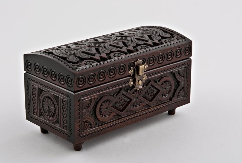 Hand carved jewelry wooden box.