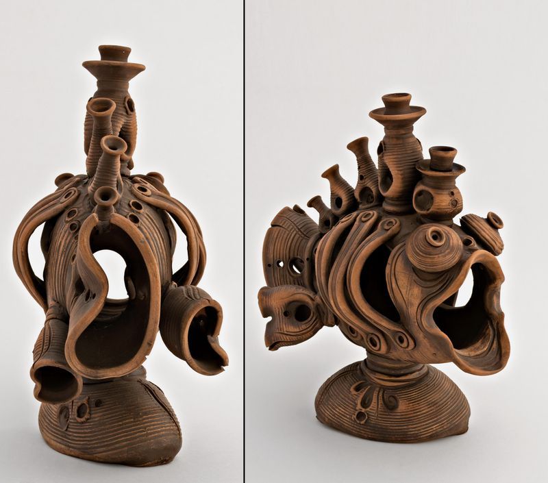 Ceramic brown candlestick