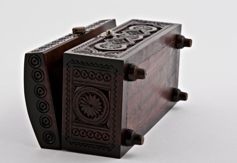 Hand carved jewelry wooden box.