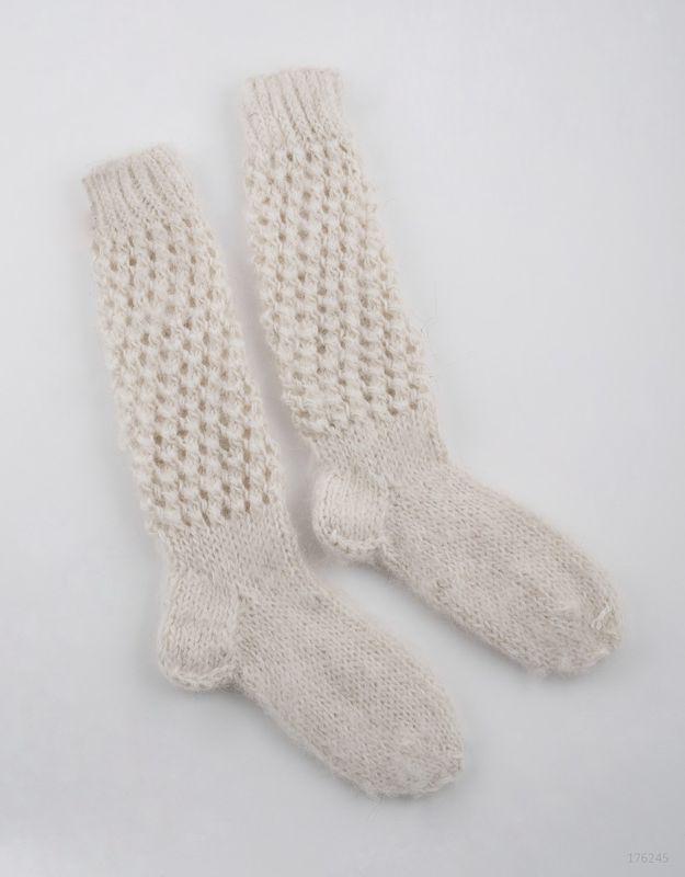 Warm woolen knee socks knitted by hand