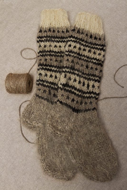 Warm woolen knee socks knitted by hand