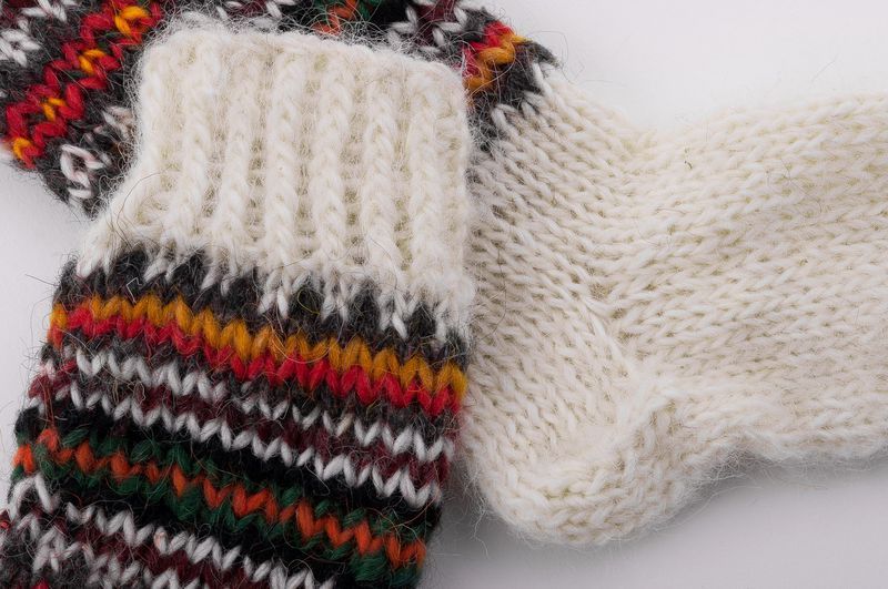 Warm hand knitted woolen socks for women