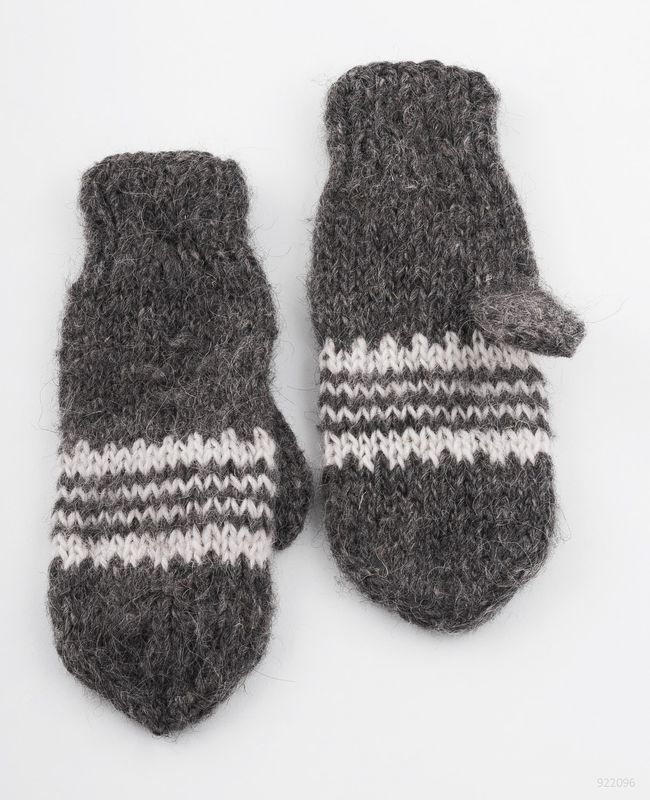 Woolen mittens knitted by hands.