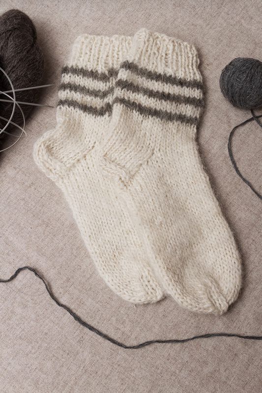 Woolen socks for men and women knitted by hand.