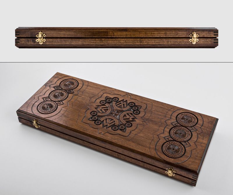 Wooden hand carved backgammon.