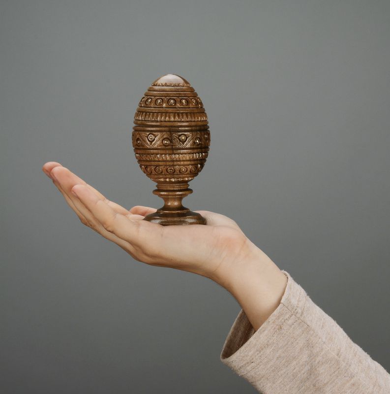 Wooden jewelry box - statuette "Faberge egg"