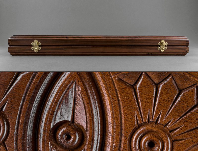 Wooden backgammon with hand carved pattern