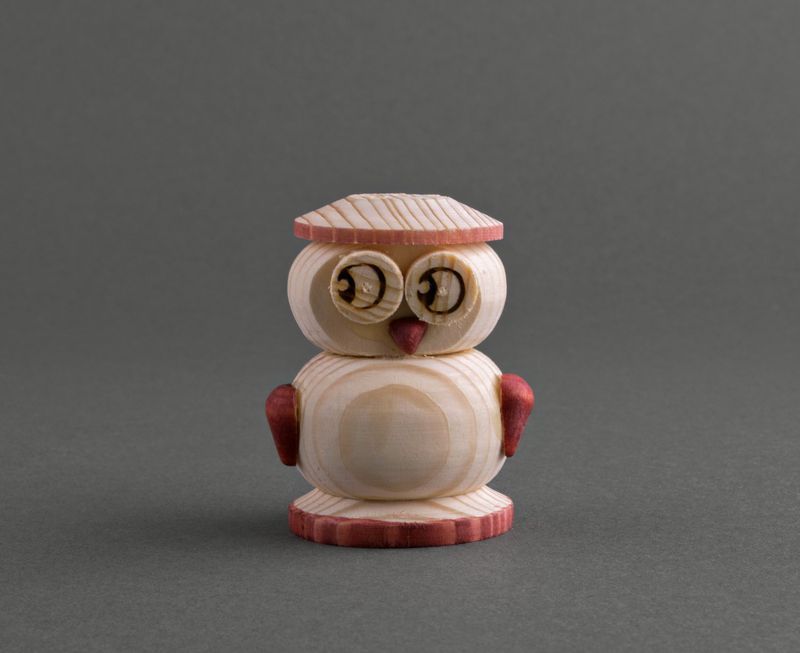 Wooden salt shaker in the form of a owl.