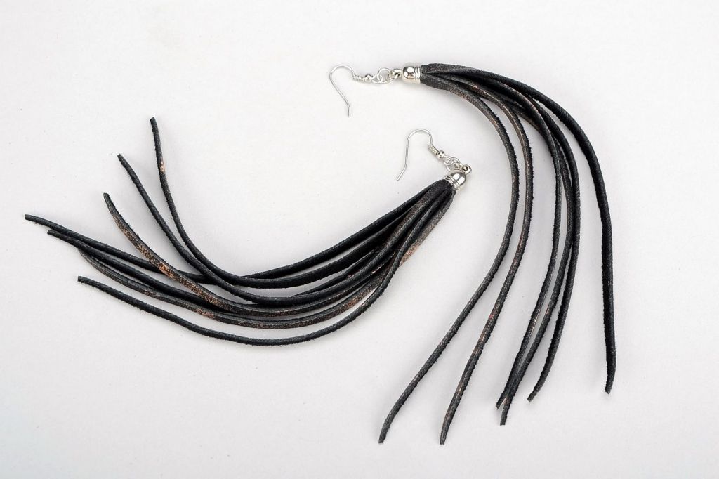 Earrings made from genuine leather "Tassels"