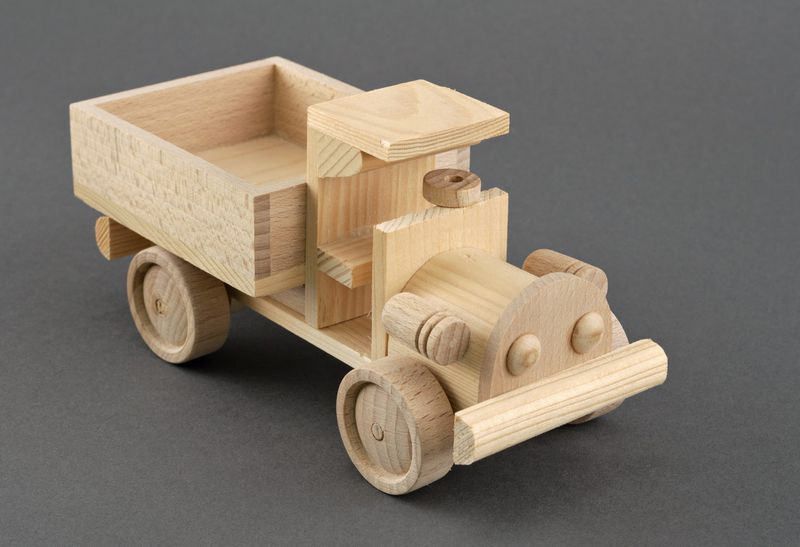 Wooden truck toy.