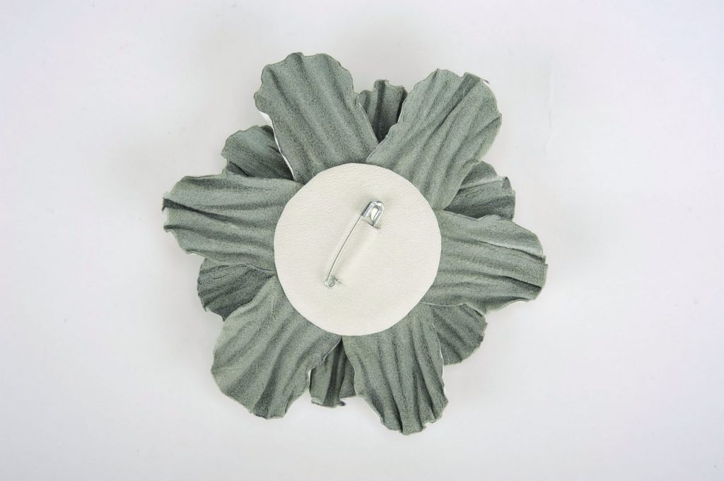 Handmade leather flower-brooch