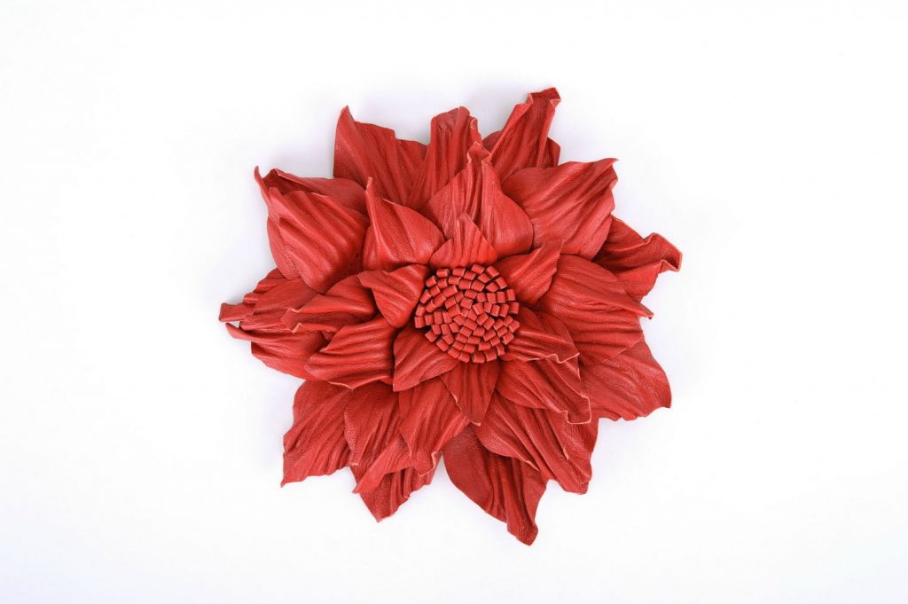 Red flower brooch