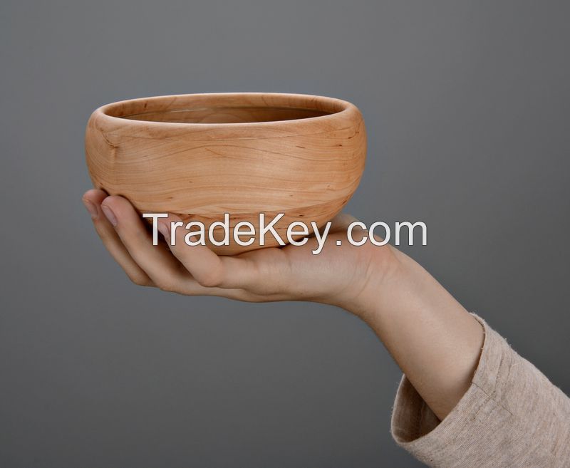 Wooden bowl with glass inside surface, Bowl for food