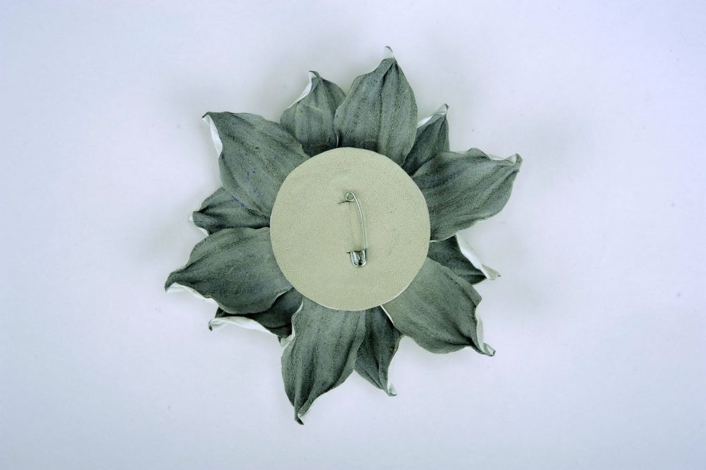 White flower brooch made of leather