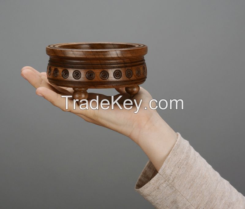 Carved wooden candy bowl
