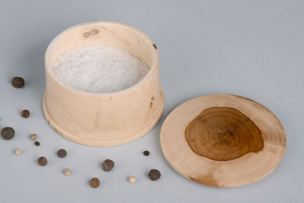 Wooden cup for salt and species