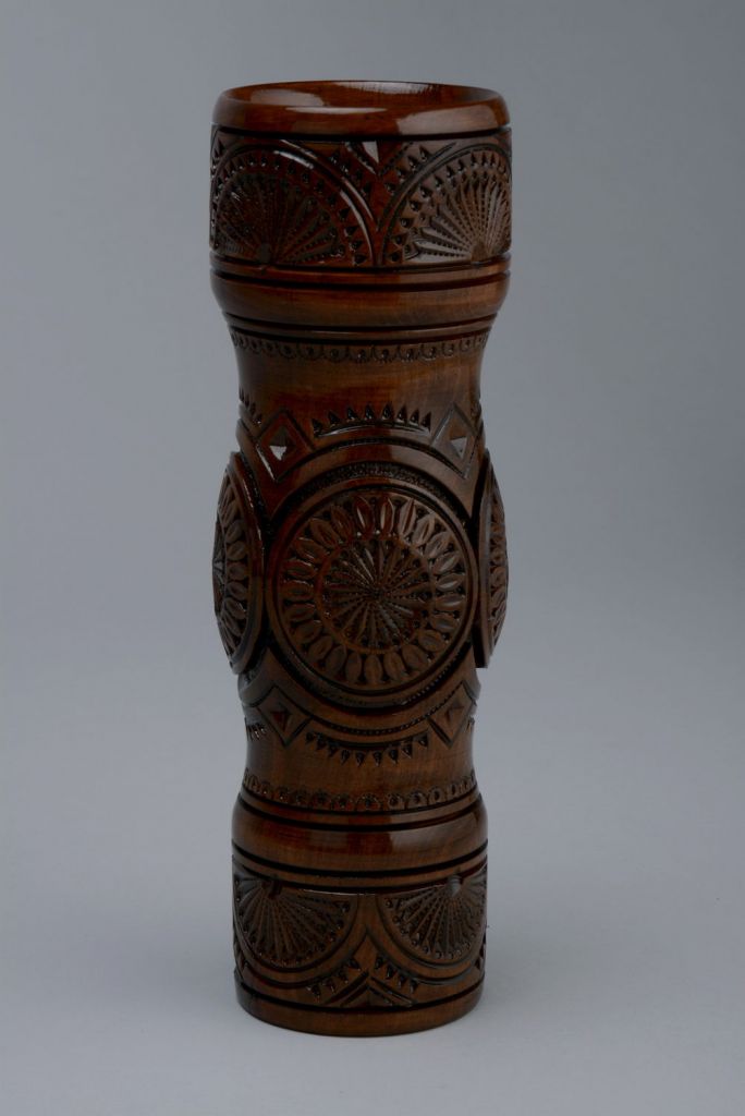 Wooden carved vase for dry flowers