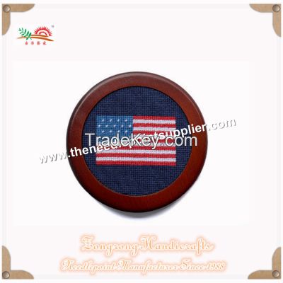 American Flag Needlepoint Coaster