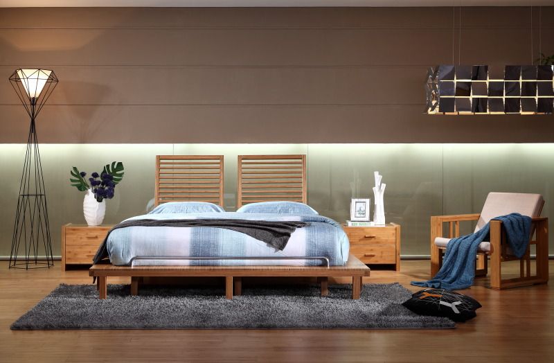 Eco-Friendly Modern double Carbonized Bamboo Bed