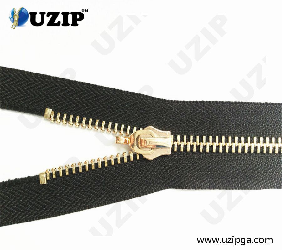 5# Brass Open Ended Polished Zipper with Slider