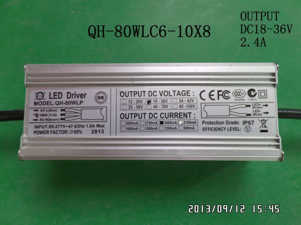 LED driver 80W 70W 60W 55W 2.4A  6-10S-8PX1 CE Qihan built in constant current power supply lighting transformer