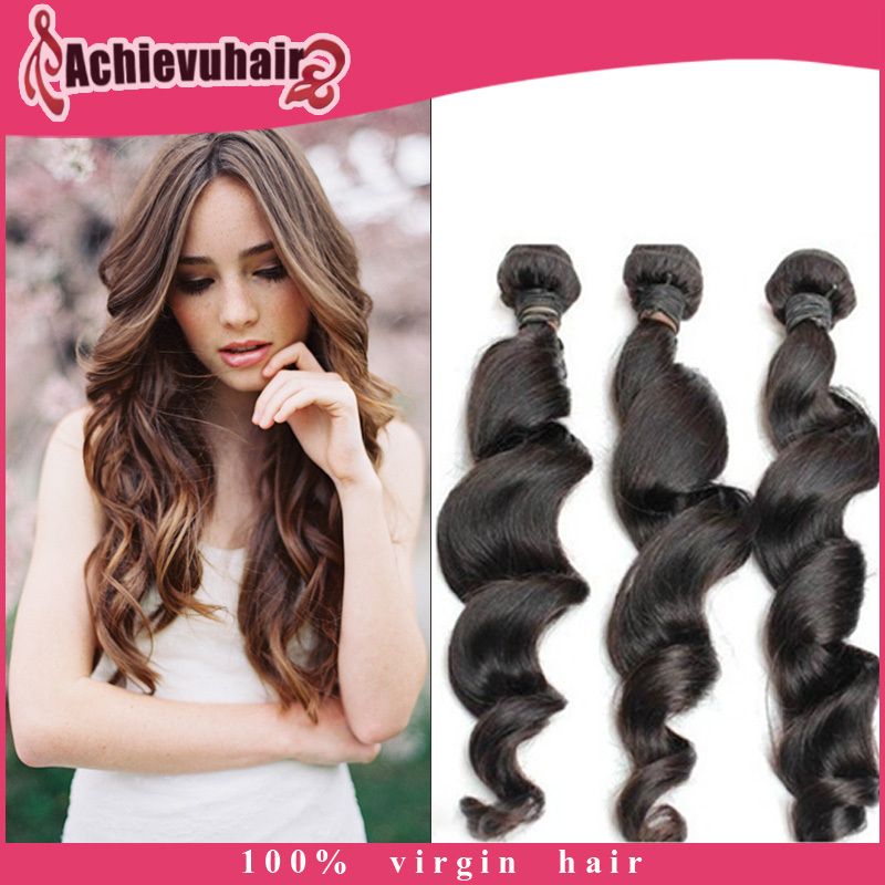 100% human hair Brazilian/Peruvian/Indian remy virgin hair 6A grade loose wave hair