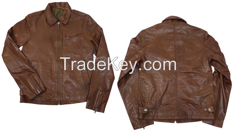 Brown leather jacket for men