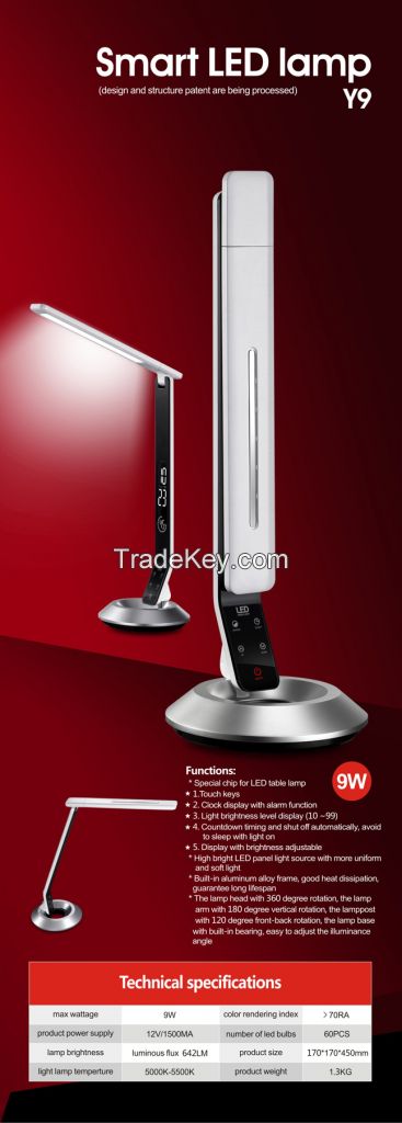 Modern design smart led desk lamp with brightness adjust& alrm set & sleep time set               