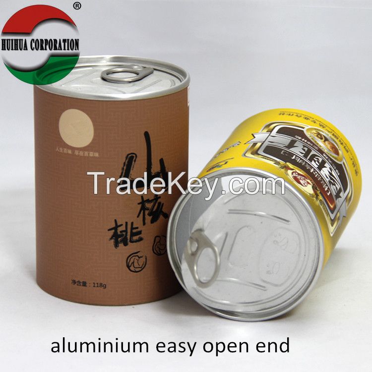 Foil lined food packaging tubes with pull ring lid paper tube can
