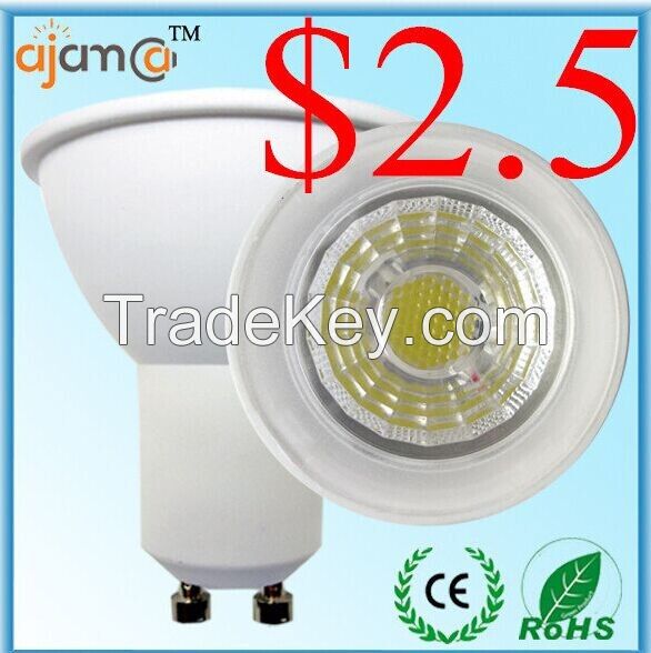 Factory 2.5USD dimmable mr16 gu10 6w led cob