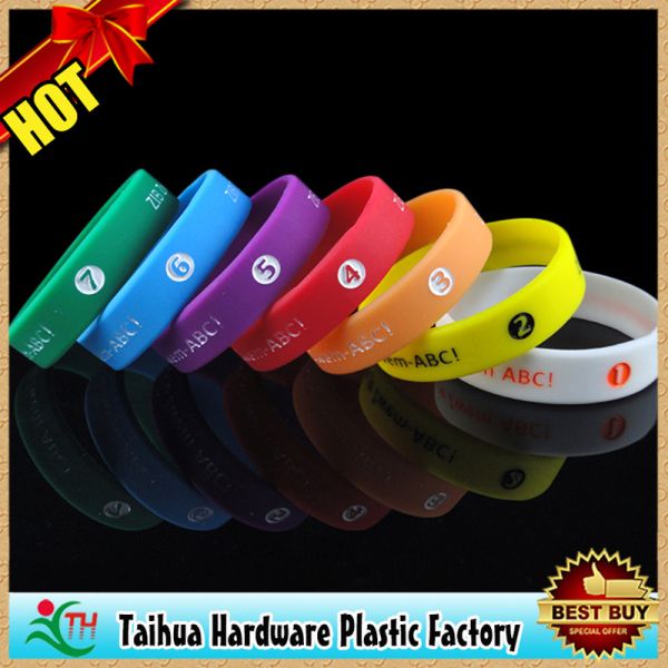 debossed color filled silicone wristband