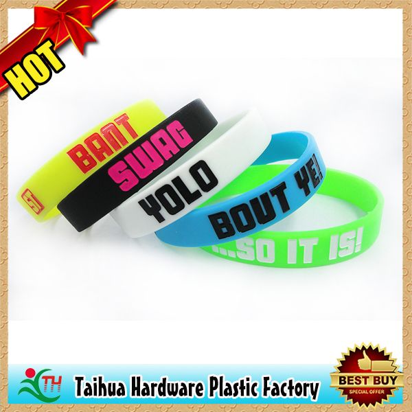 debossed color filled silicone wristband