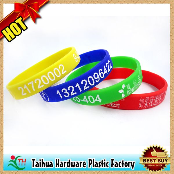 debossed color filled silicone wristband