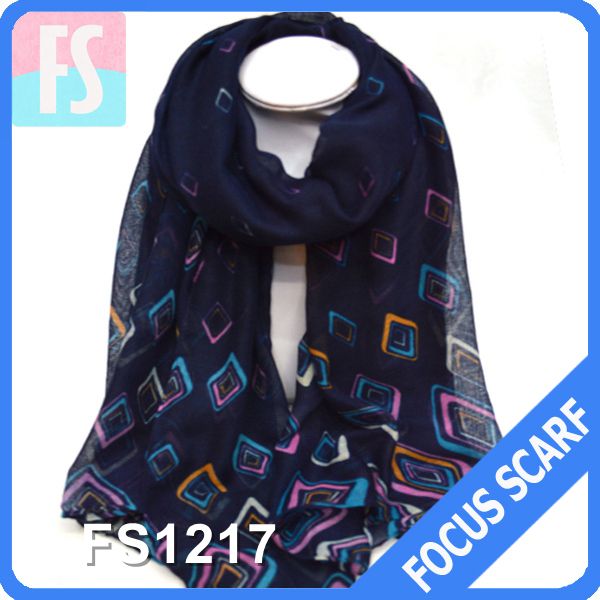 Block printed voile women scarf