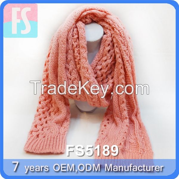 100% acrylic winter  women knitted long scarf