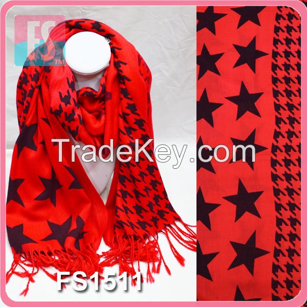 Wholesale star printed lady pashmina scarf